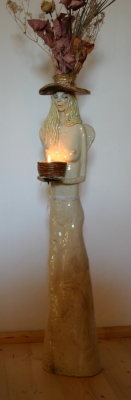 Váza Světlonoška,kamenina,transparentní glazura,v.110 cm.